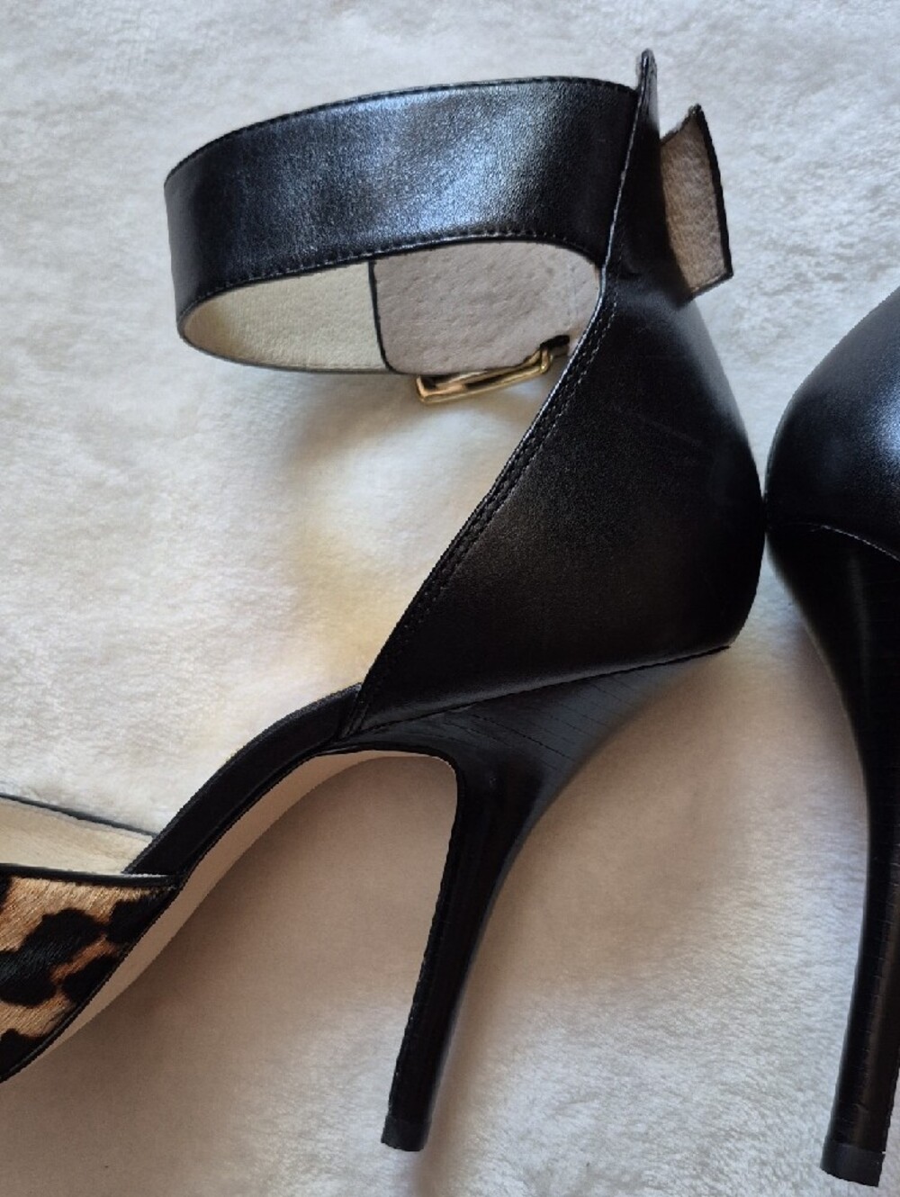 MICHAEL Michael Kors Leopard Print and Black Ankle-Strap Pumps - Picture 9 of 14
